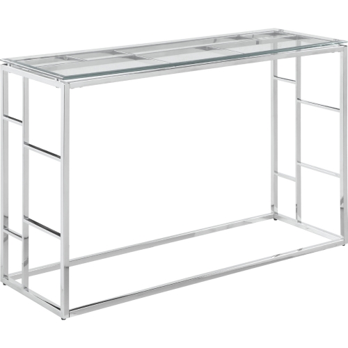 47" Sofa Table in Glass & Polished Steel